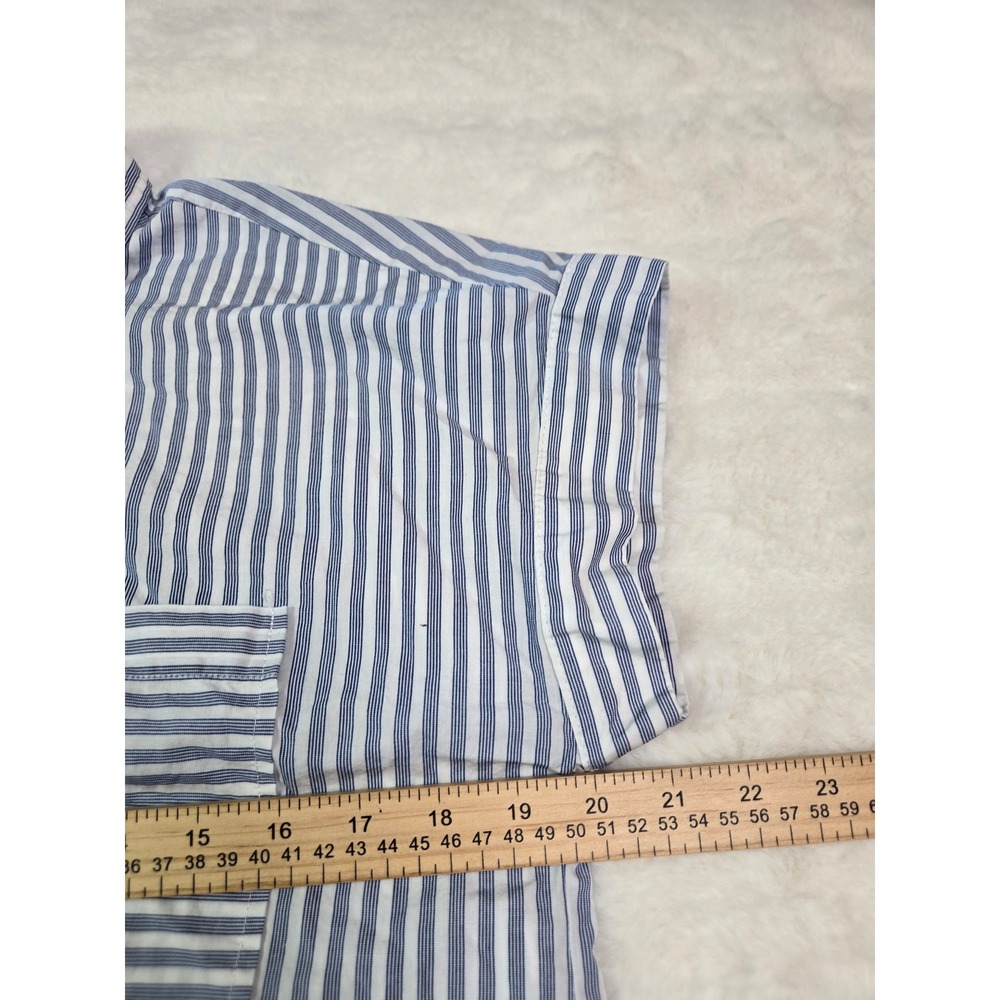 Michael Kors Blue White Striped Tie Front Button Down Shirt M Resortwear - Picture 5 of 8